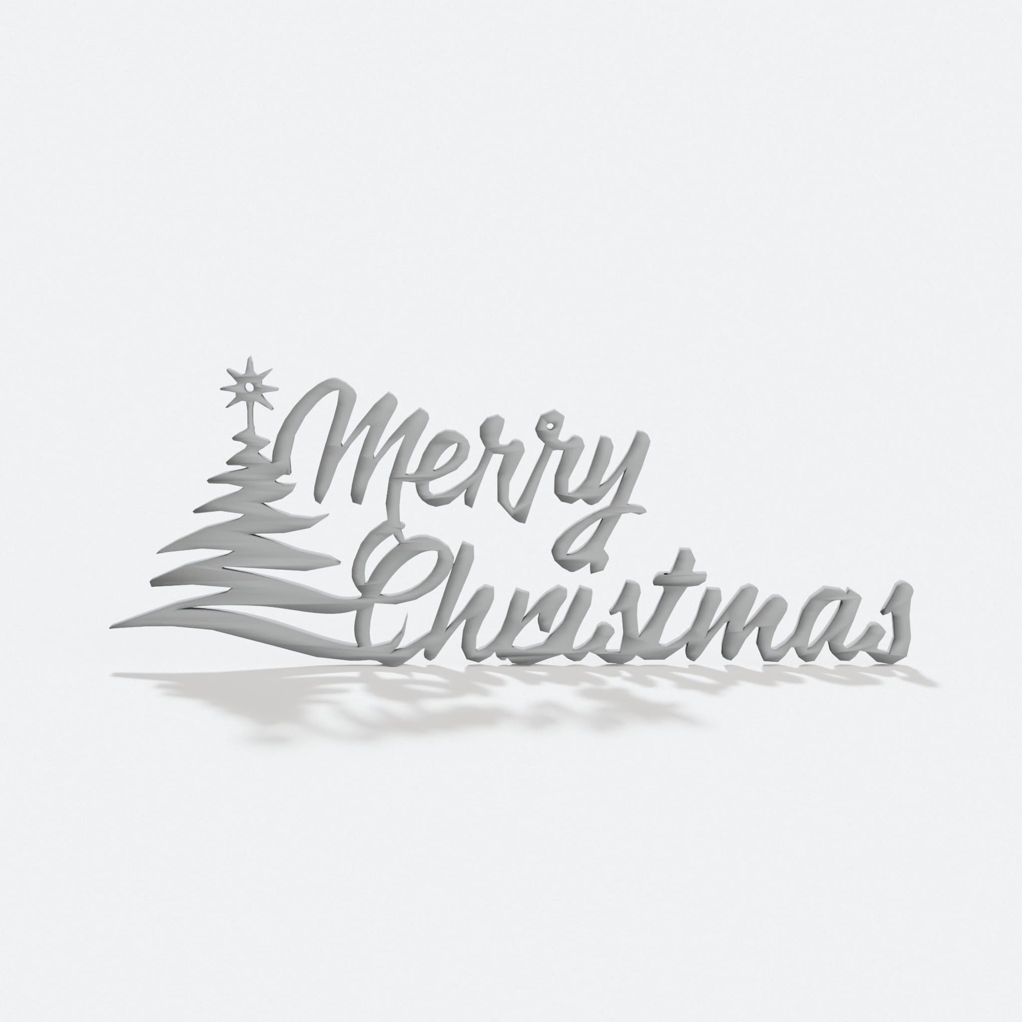 Merry Christmas 3D Printed Ornament, hero tilt