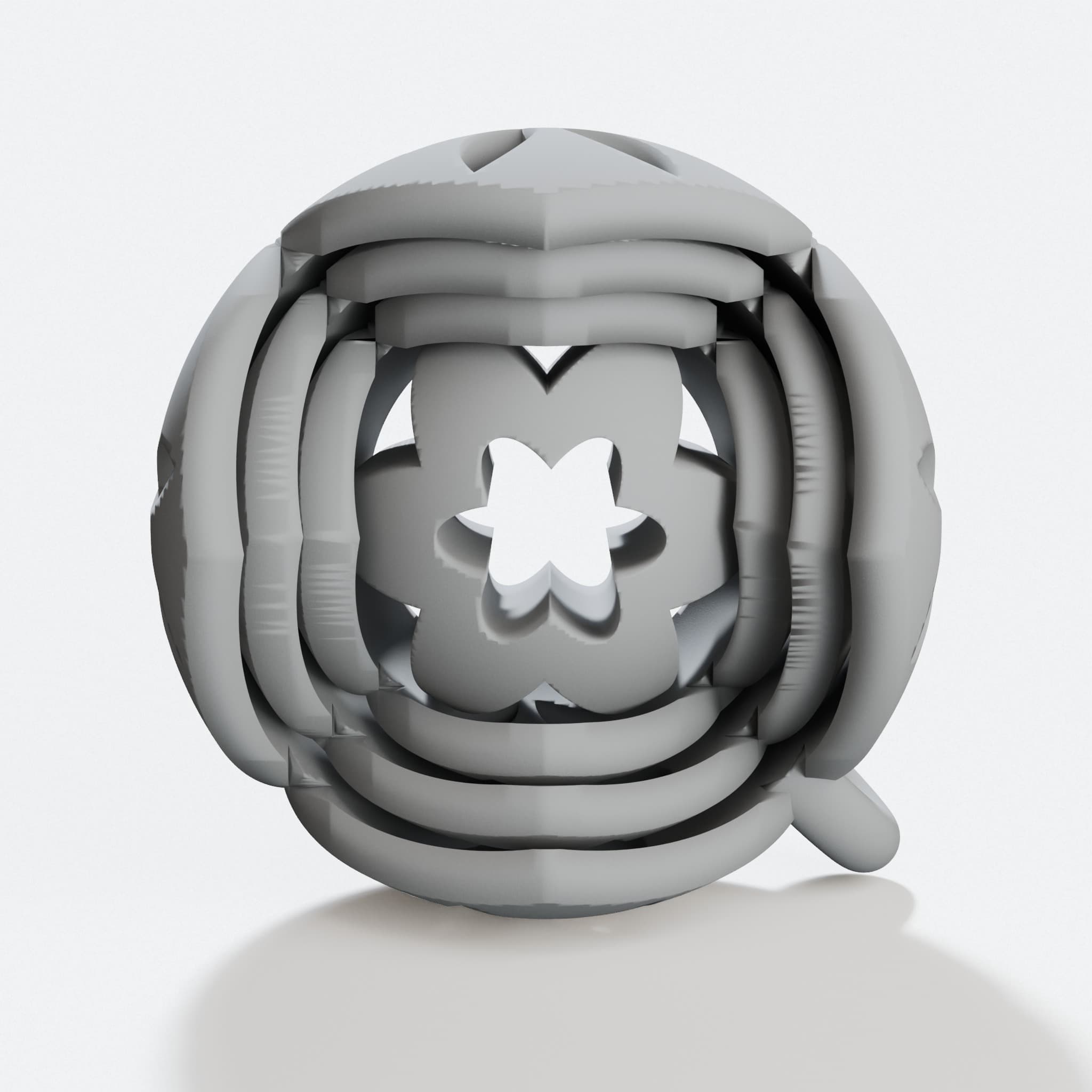 Gyroscopic Keyring with Flowers, 3D Printed Toy, hero tilt