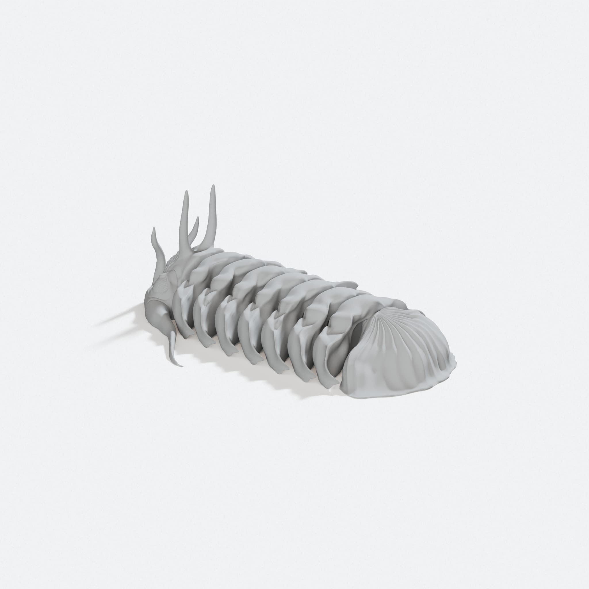 Articulated Trilobite 3D Printed Toy with Strong Antennae, turn three quarter
