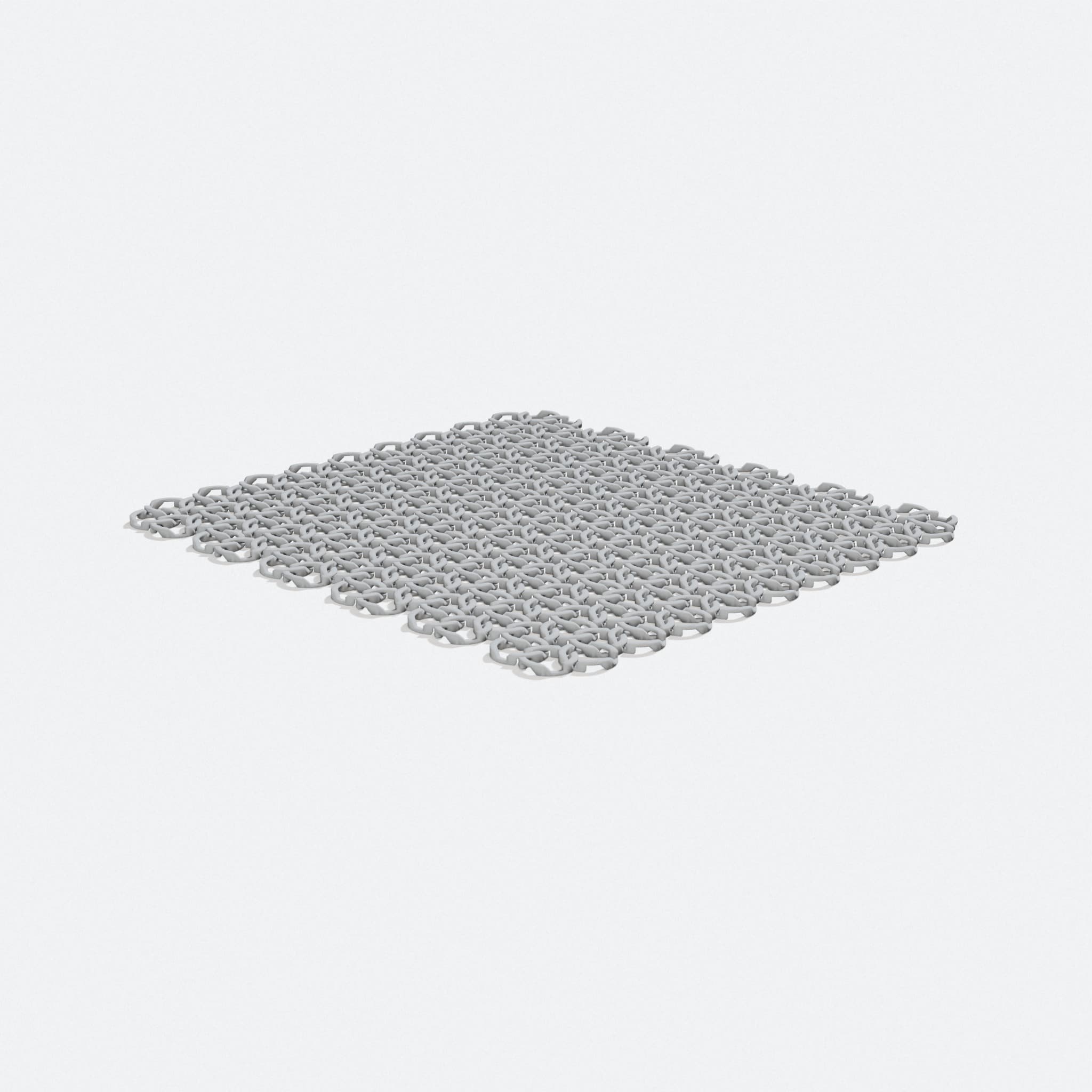 3D Printed Medieval Chainmail Ornament Fabric, turn three quarter