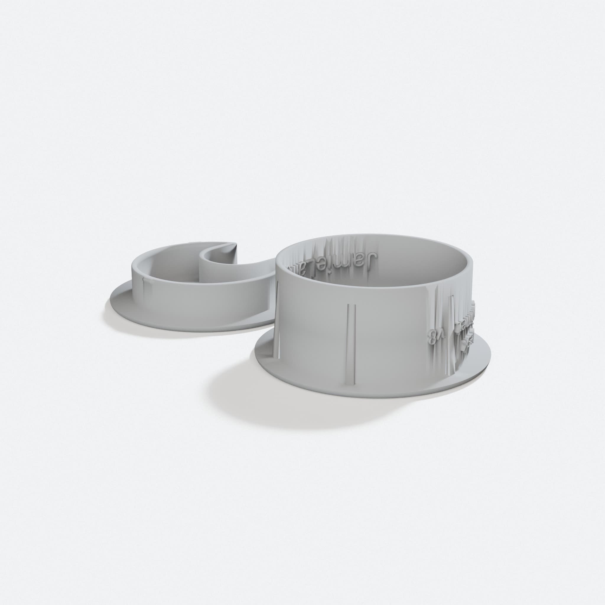 2 Inch Desk Cable Grommet, 3D Printed Organizer, turn three quarter