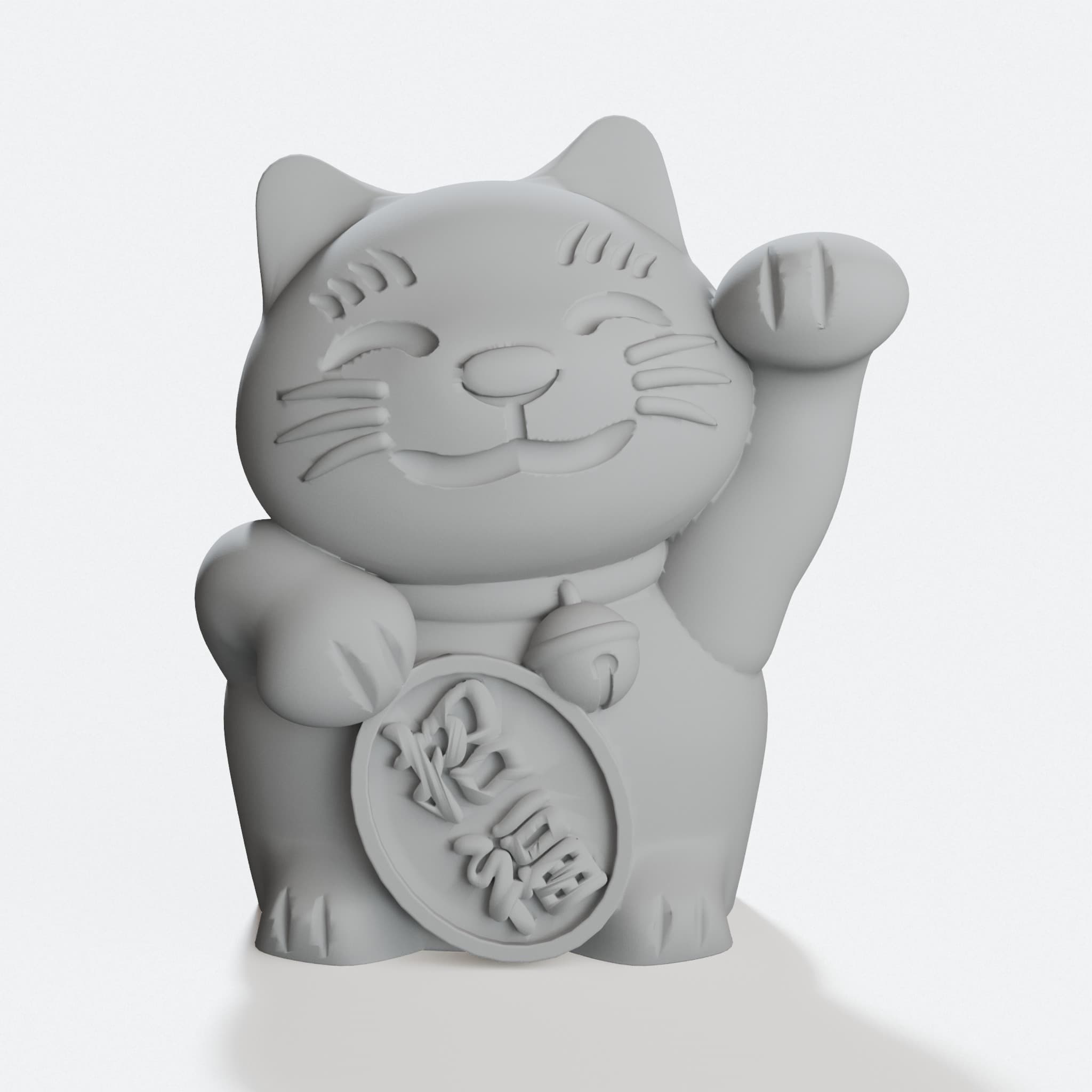 Maneki-Neko Lucky Cat Ornament - 3D Printed, hero tilt