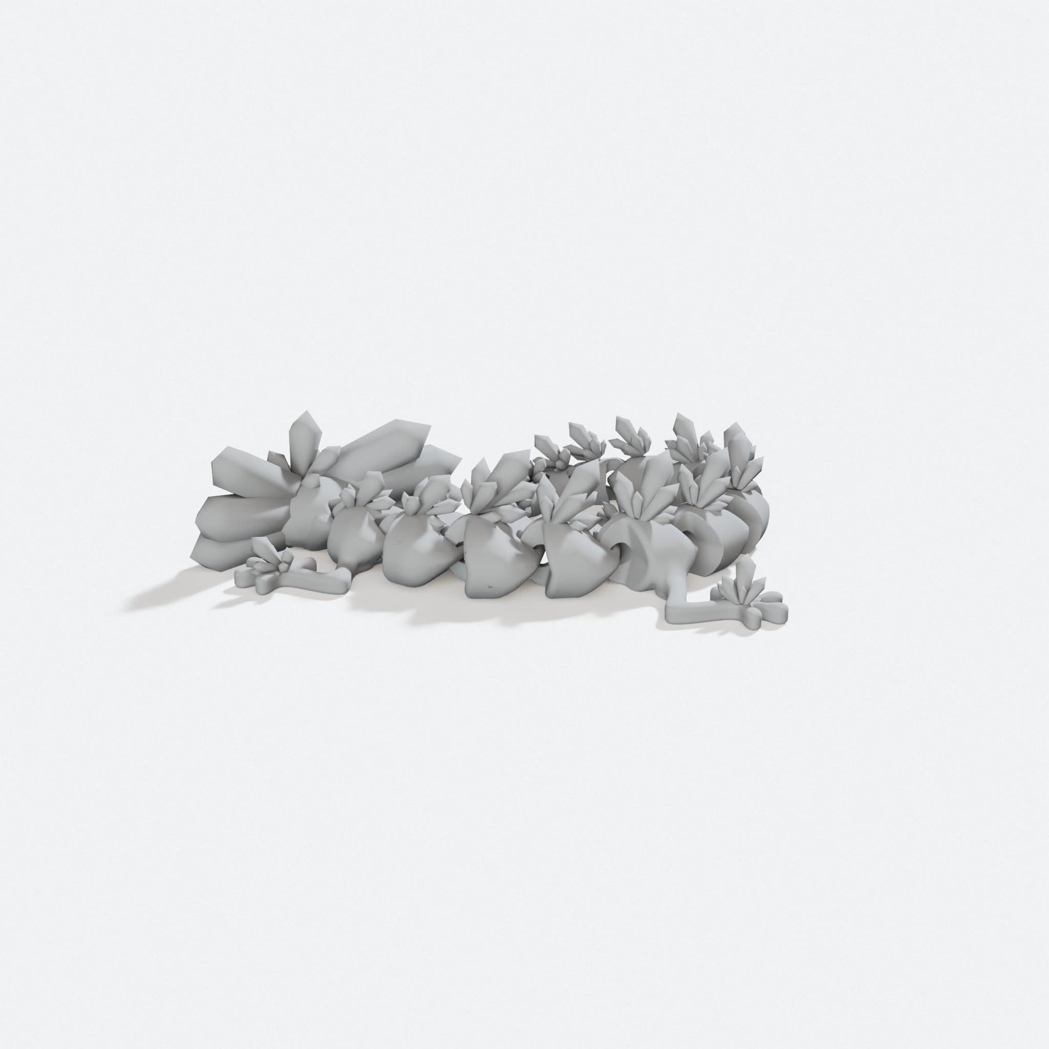 Articulated Flexi Crystalotl 3D Printed Fidget Toy, turn three quarter
