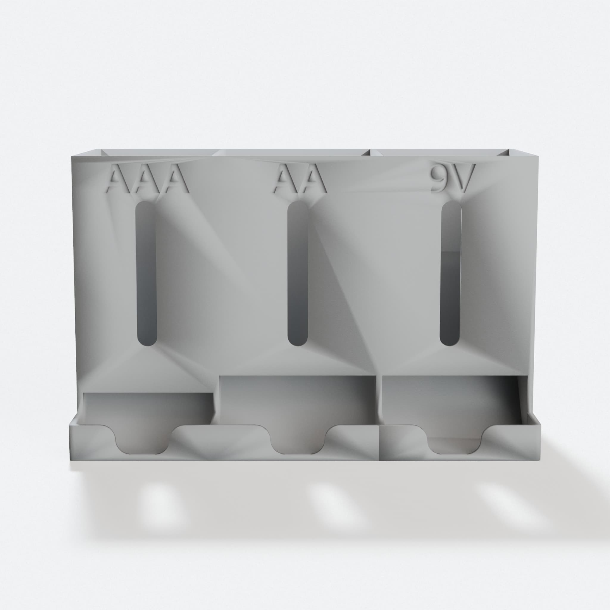 3D Printed Battery Organizer for AA, AAA and 9V, hero tilt