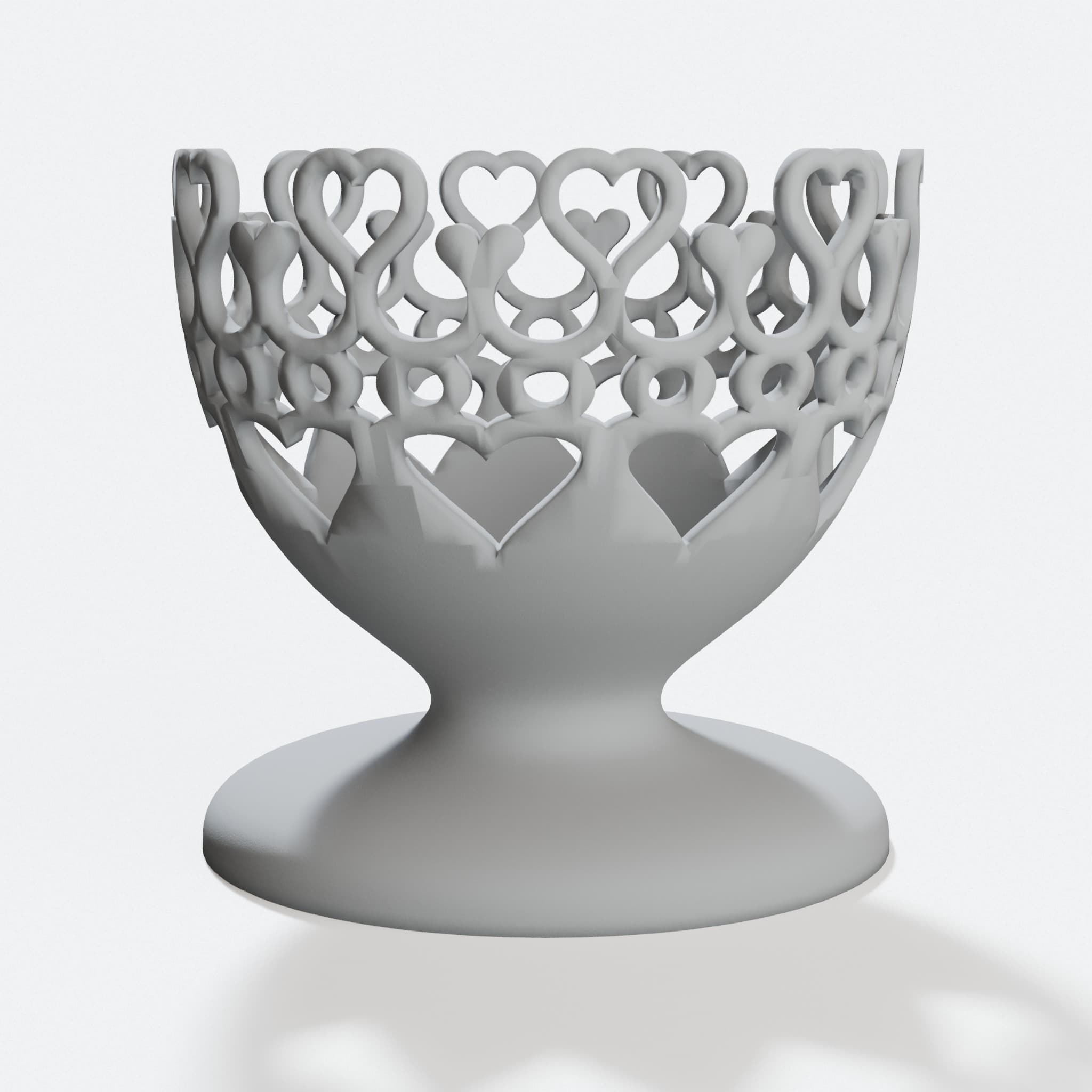 3D Printed Egg Cup with Hearts Pattern, hero tilt