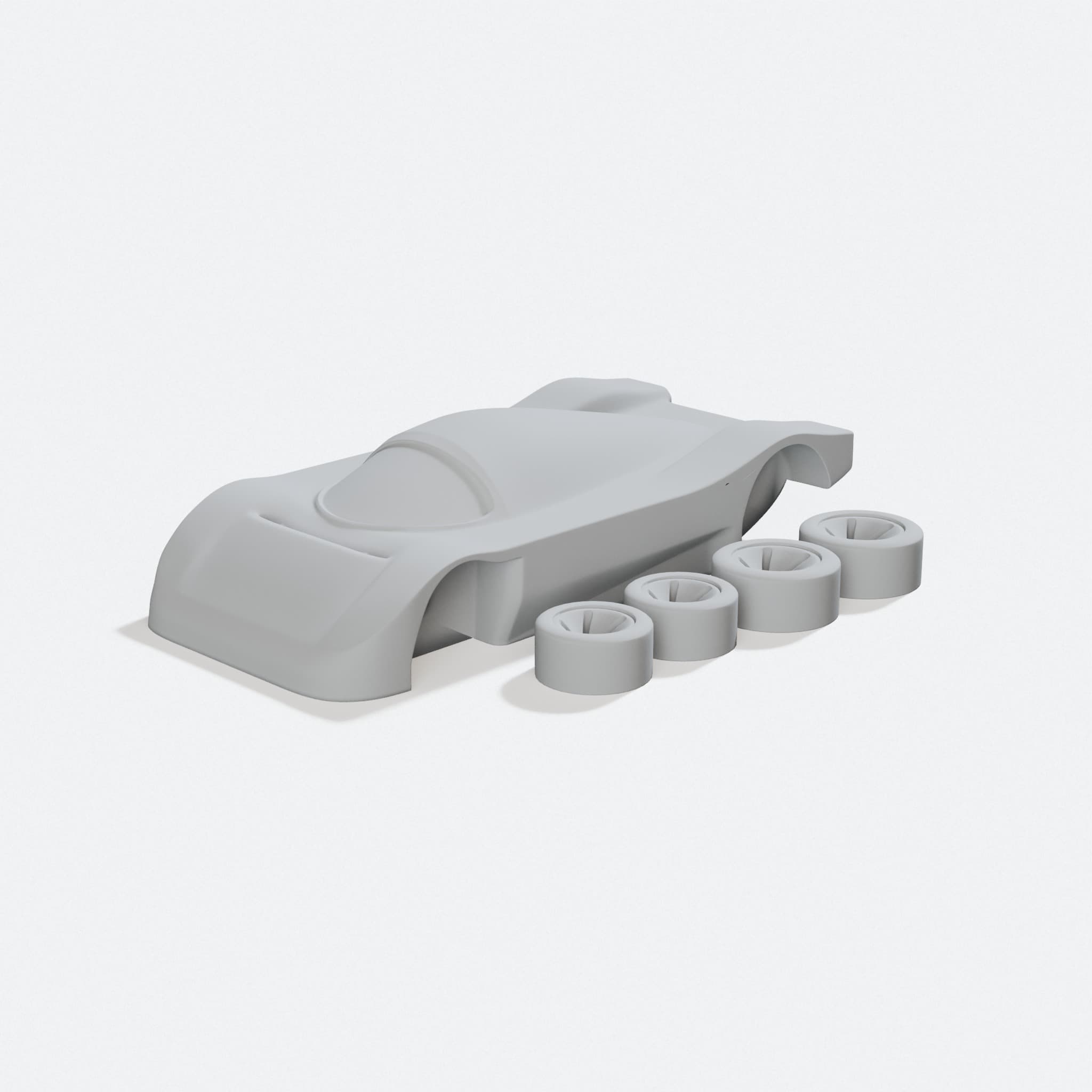 Mercedes C9 Le Mans Race Car - 3D Printed Toy Model, turn three quarter