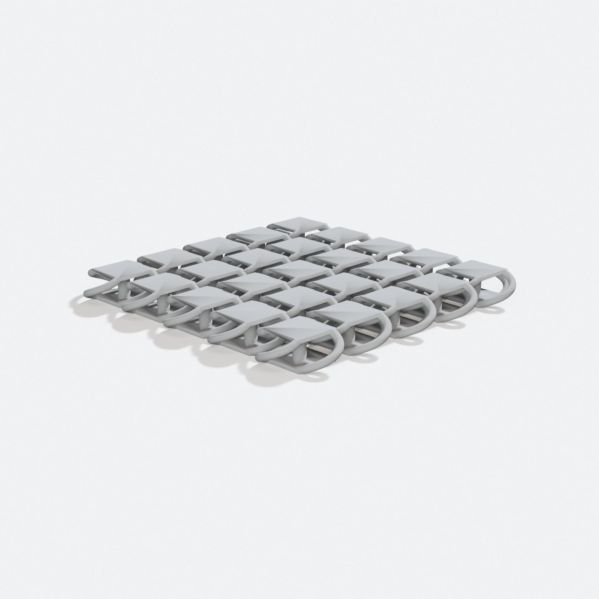 Symmetrical 3D Printed Fabric, Chainmail-Style Sheet, turn three quarter
