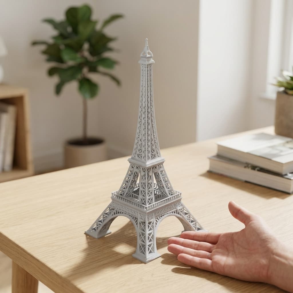 Eiffel Tower 3D Printed Home Decor Model (Easier to Print), in real life
