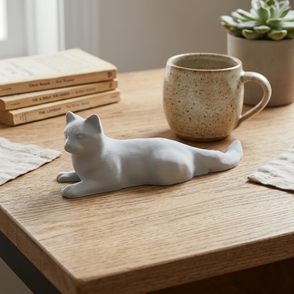 Yellow Cat Sculpture | 3D Printed Home Decor, in real life