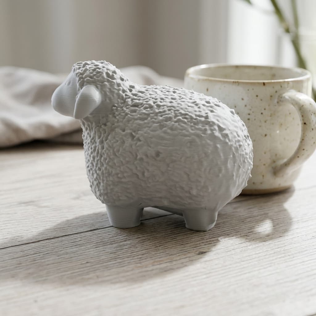 Wooly Sheep 3D Printed Home Decor Ornament, in real life