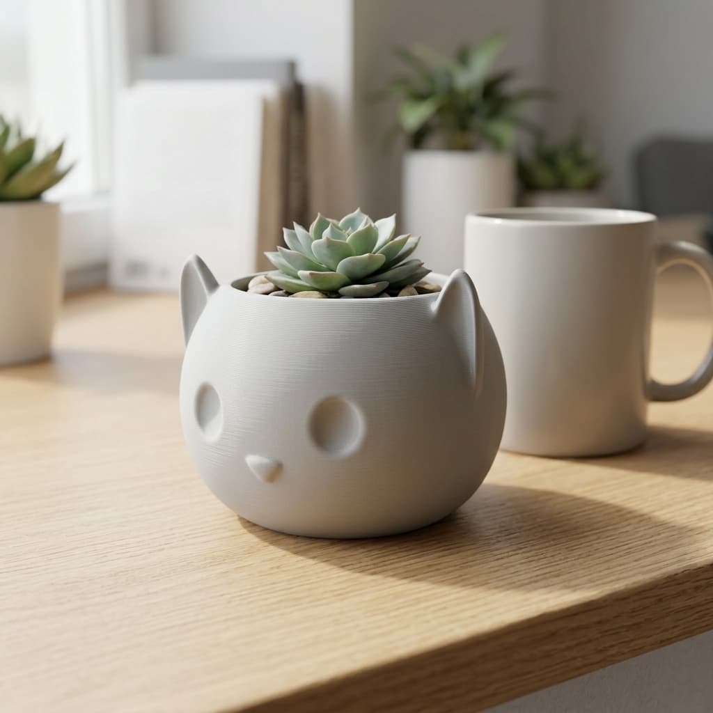 Cat Planter – 3D Printed Home Decor for Plants & Succulents