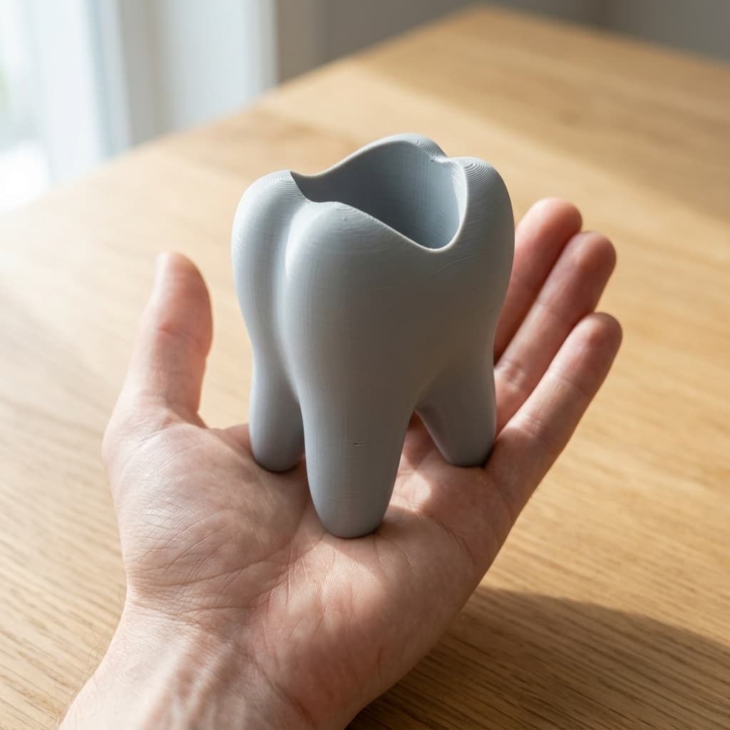 Tooth-Shaped Toothbrush & Toothpaste Holder | 3D Printed