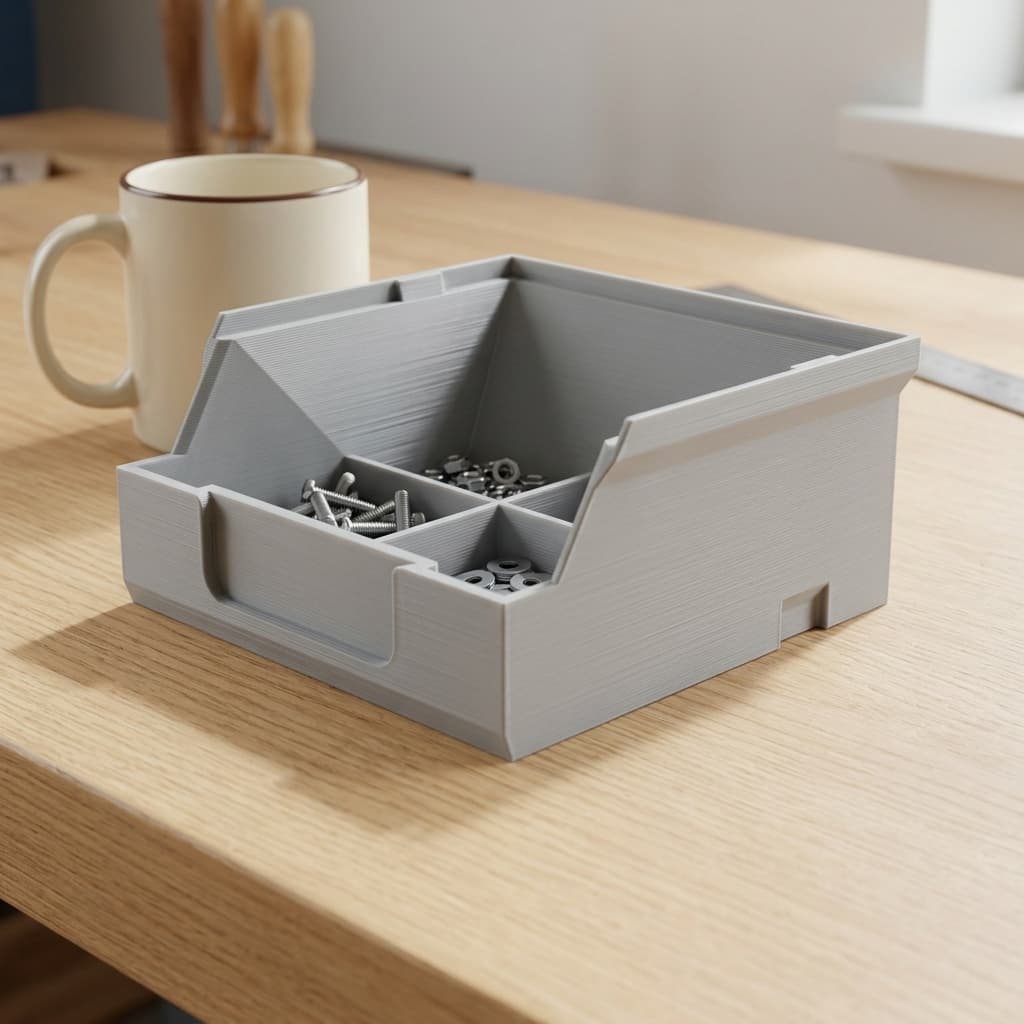 Stackable Screw Box for Workbench Organization, in real life
