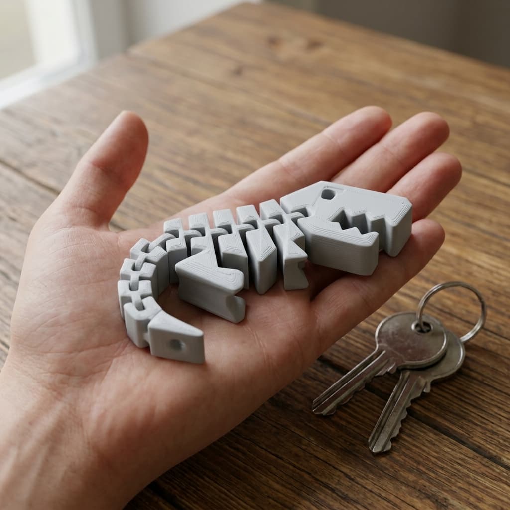 Flexi Rex Dinosaur Keychain, in real life