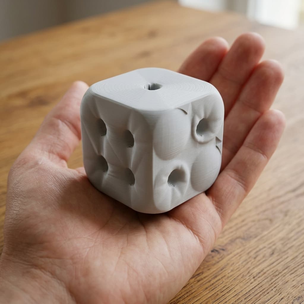 Balanced Die with Sharp Edges - Fair 3D Printed Dice, in real life
