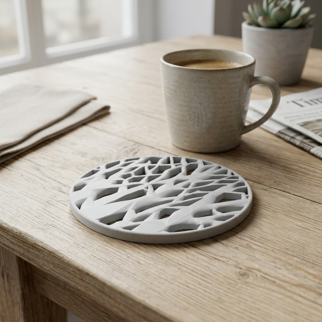 Tree Silhouette Coaster – 3D Printed Home Decor, in real life