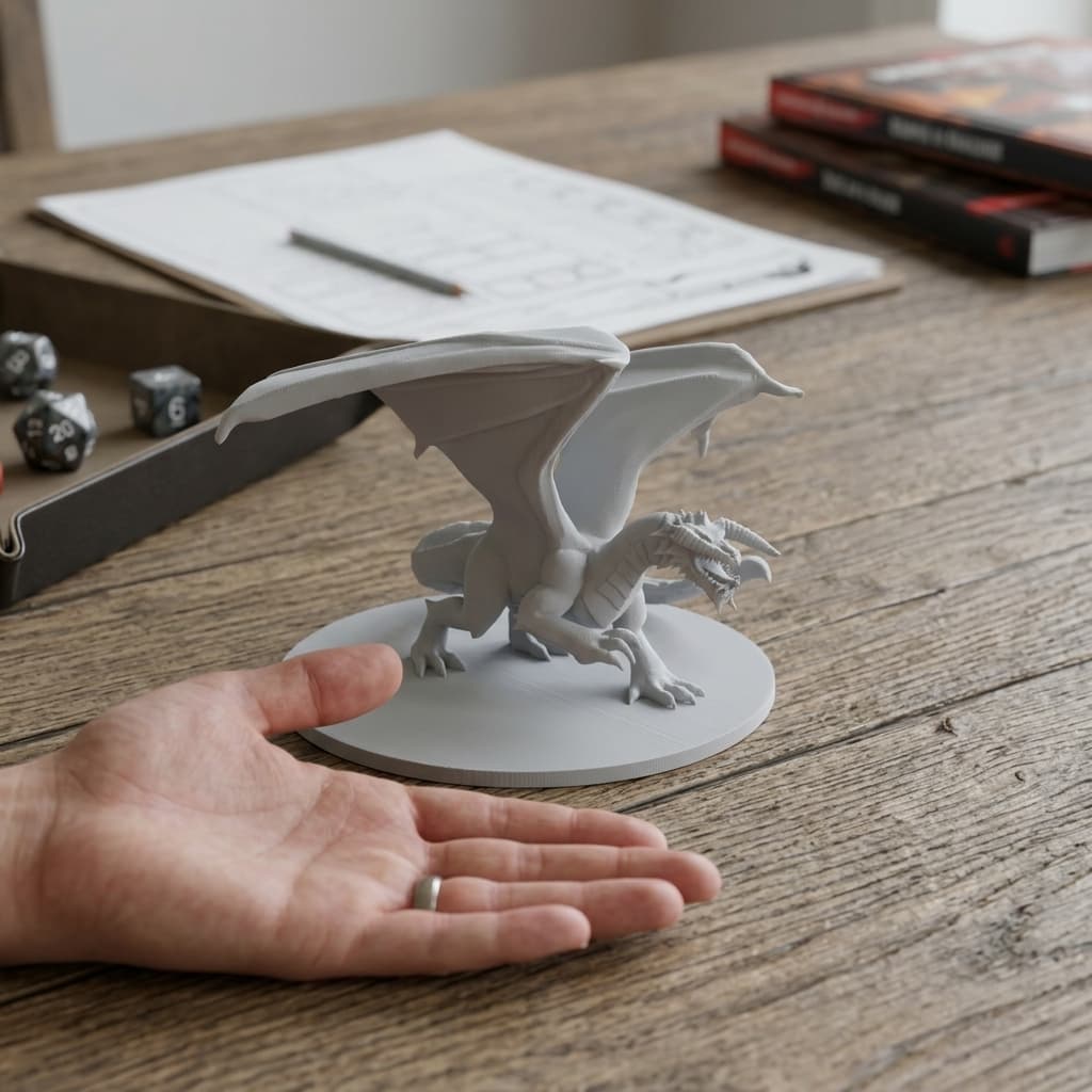 Black Dragon 3D Printable Miniature for D&D and Pathfinder, in real life