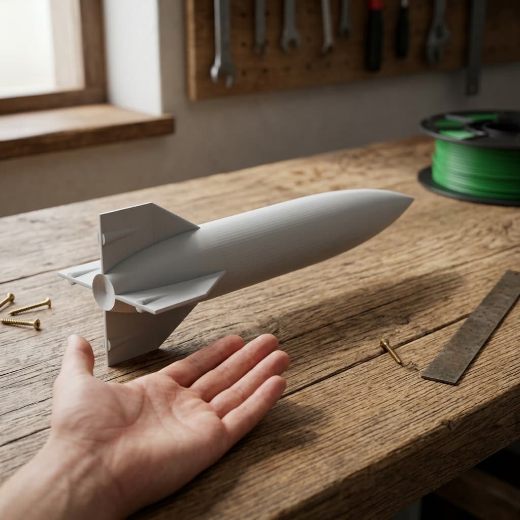 Single-Perimeter Rocket for Spiral Vase Printing, in real life