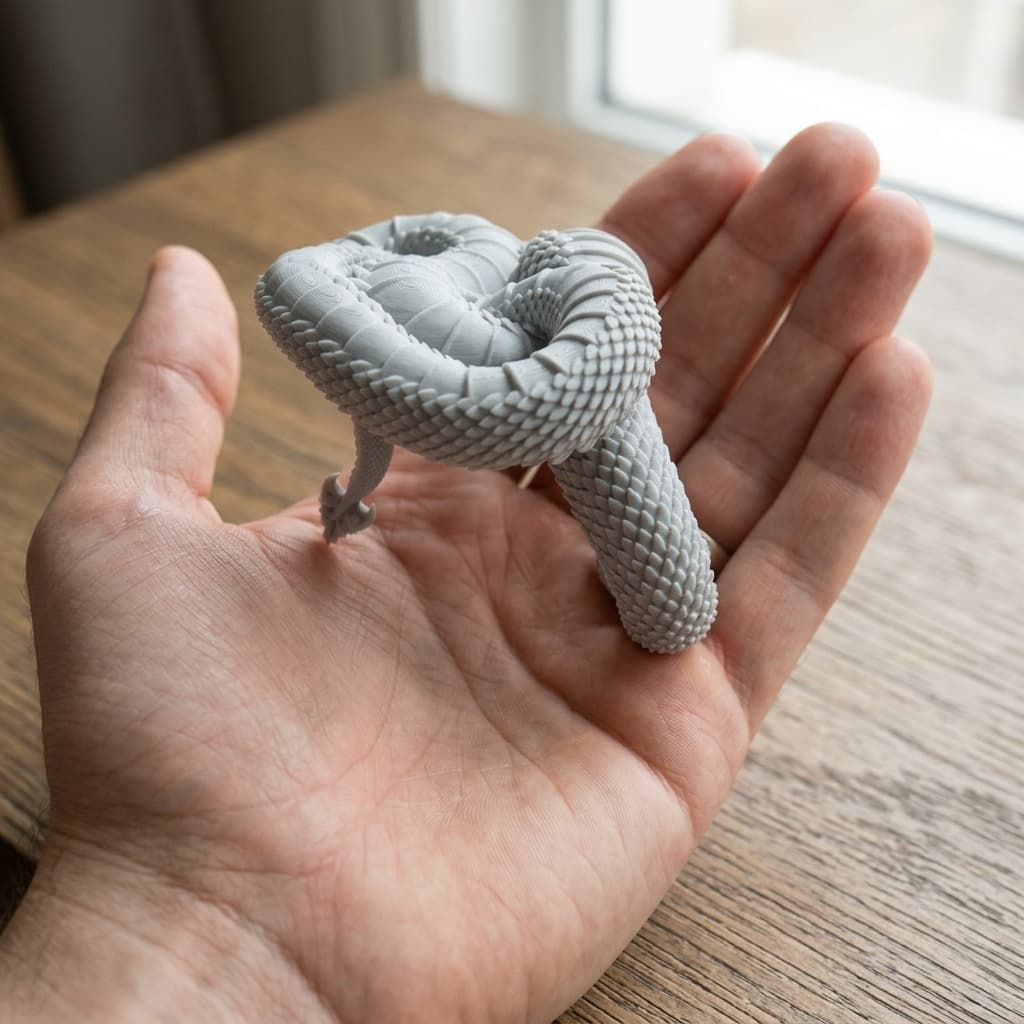 Rattlesnake 3D Printed Home Decor Sculpture, in real life