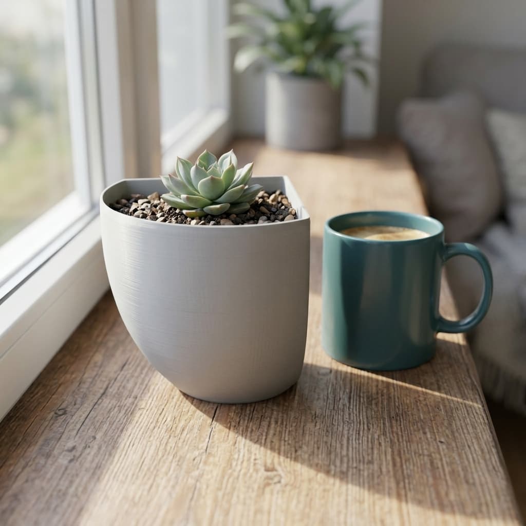 Corner Planter – Small 3D Printed Home Decor for Succulents, in real life