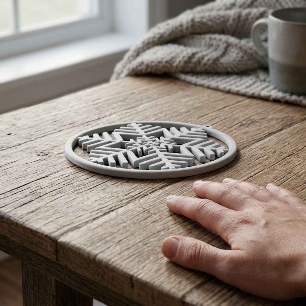 Gyroscopic Snowflake Ornament - 3D Printed Home Decor, in real life