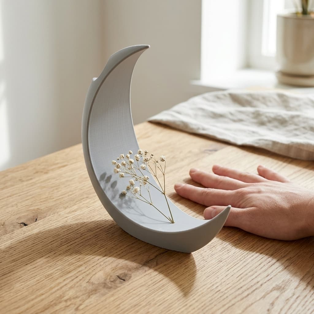 Minimalist Moon Vase, 3D Printed Home Decor, in real life