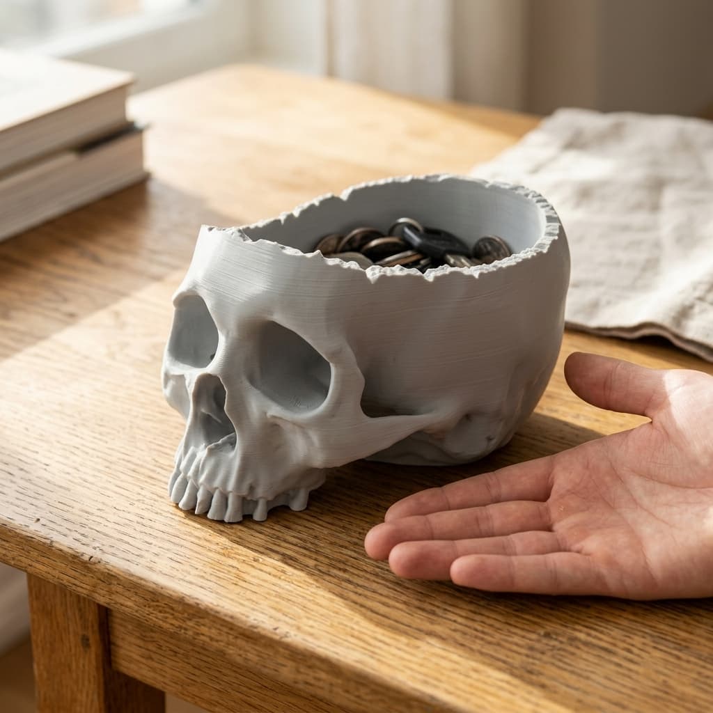 Skull Bowl 3D Printed Home Decor - No Supports Required, in real life