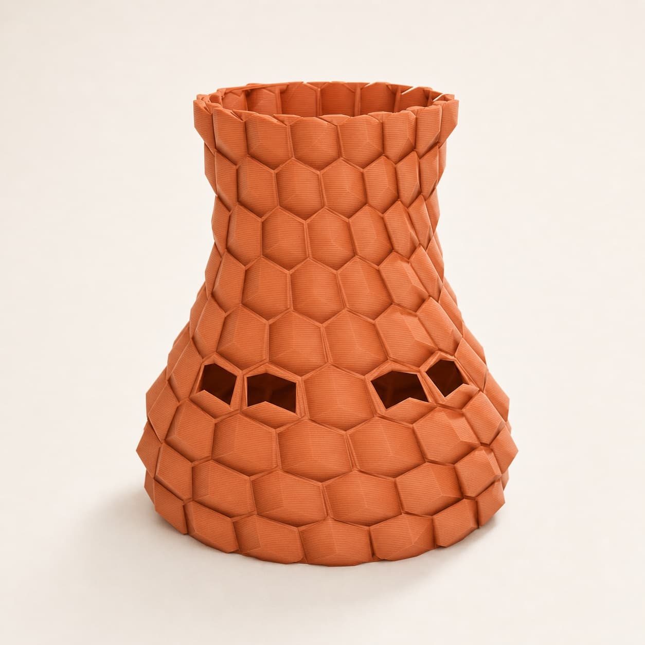 Curved Honeycomb Vase. Spiral lattice with a heavy base.