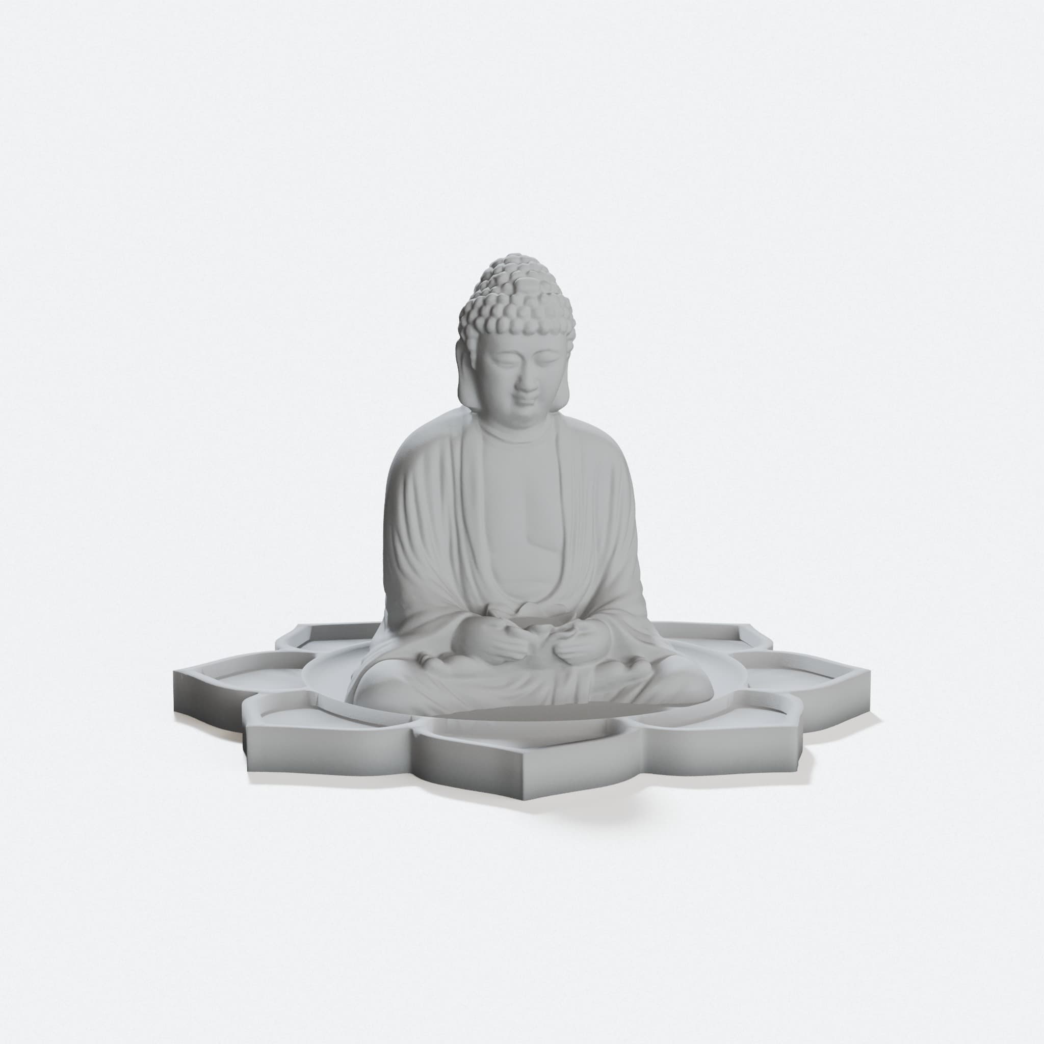 Sitting Buddha on Lotus Blossom 3D Printed Home Decor, hero tilt