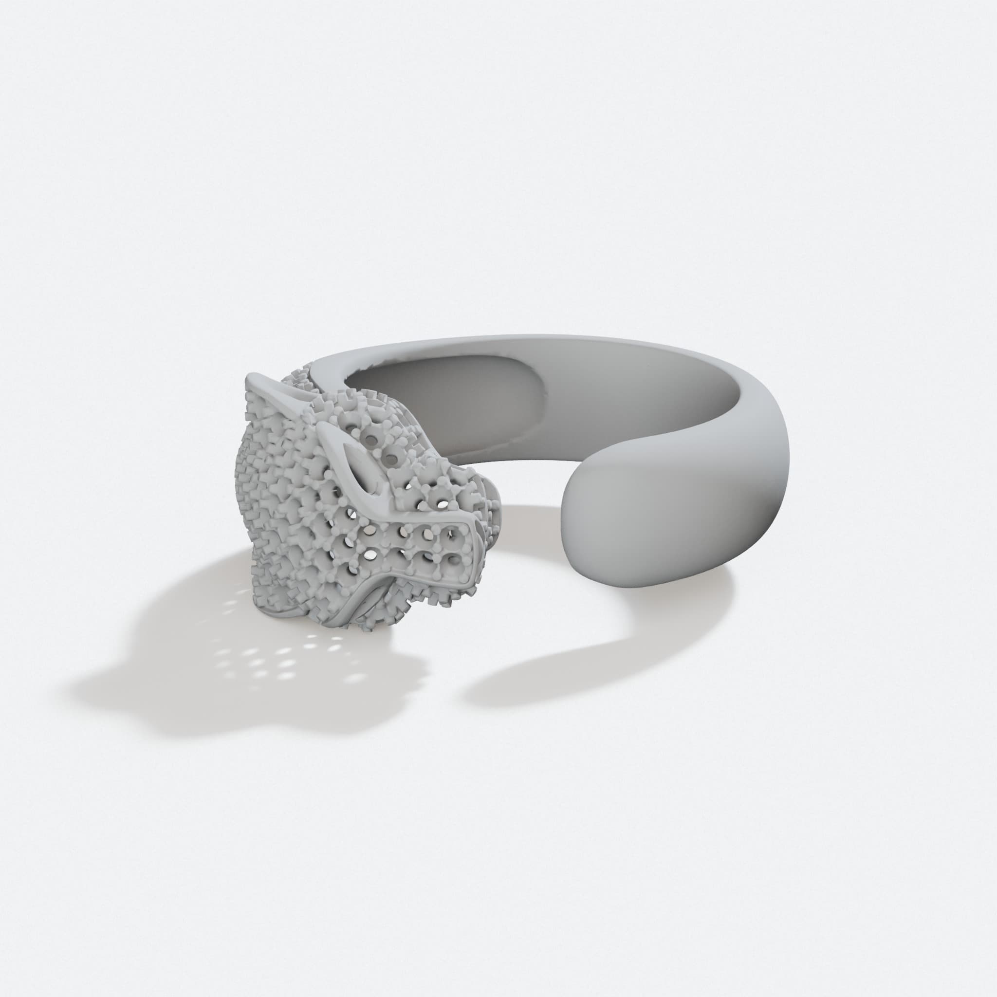 Panther Ring Compatible with Ring, 3D Printed Gift, turn three quarter