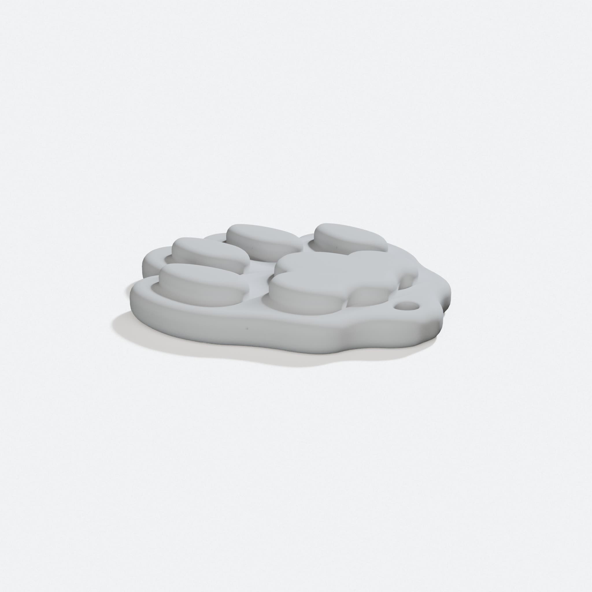 Cat Paw 3D Printed Keychain, turn three quarter