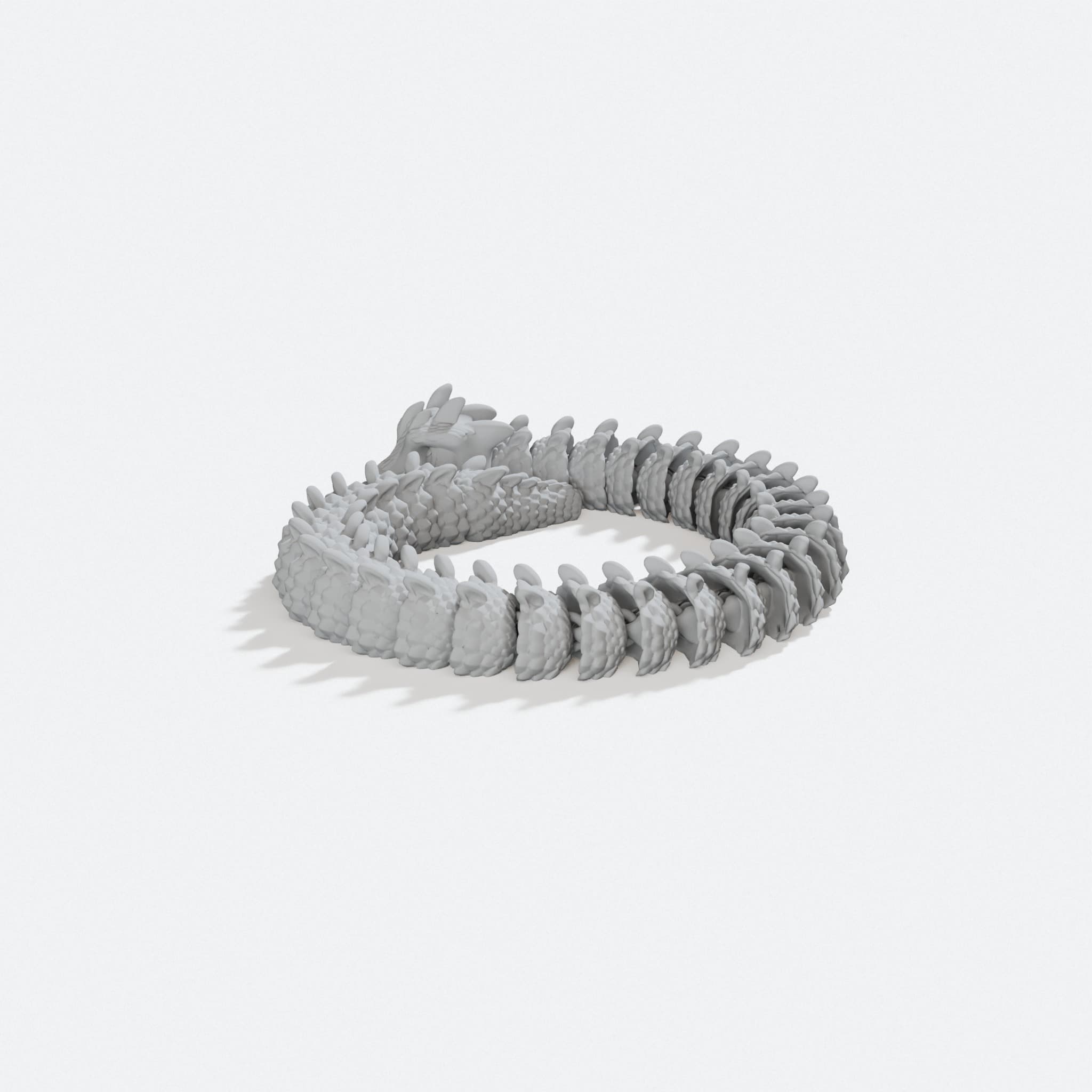 Articulated Baby Basilisk 3D Printed Fidget Toy, turn three quarter
