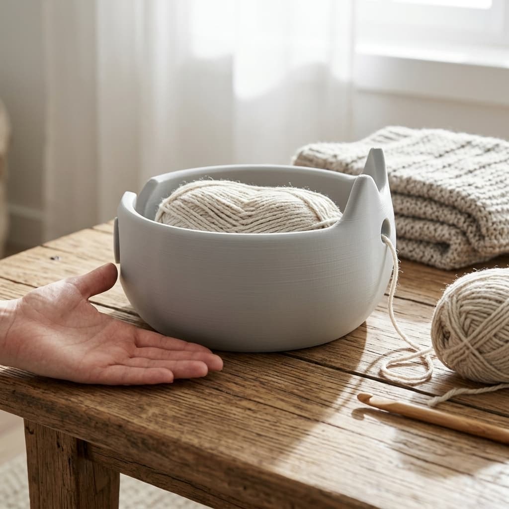 Cat Yarn Bowl - 3D Printed Home Decor for Knitters & Crocheters, in real life
