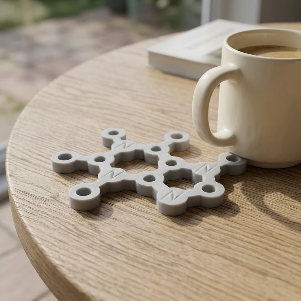 Caffeine Molecule Coffee Mug Coaster, in real life